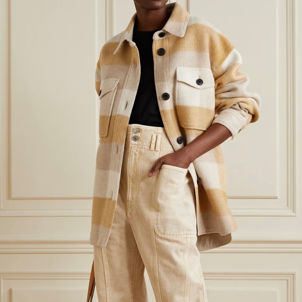 CURRENT SEASON🔥 ISABEL MARANT ÉTOILE Harveli oversized checked flannel jacket